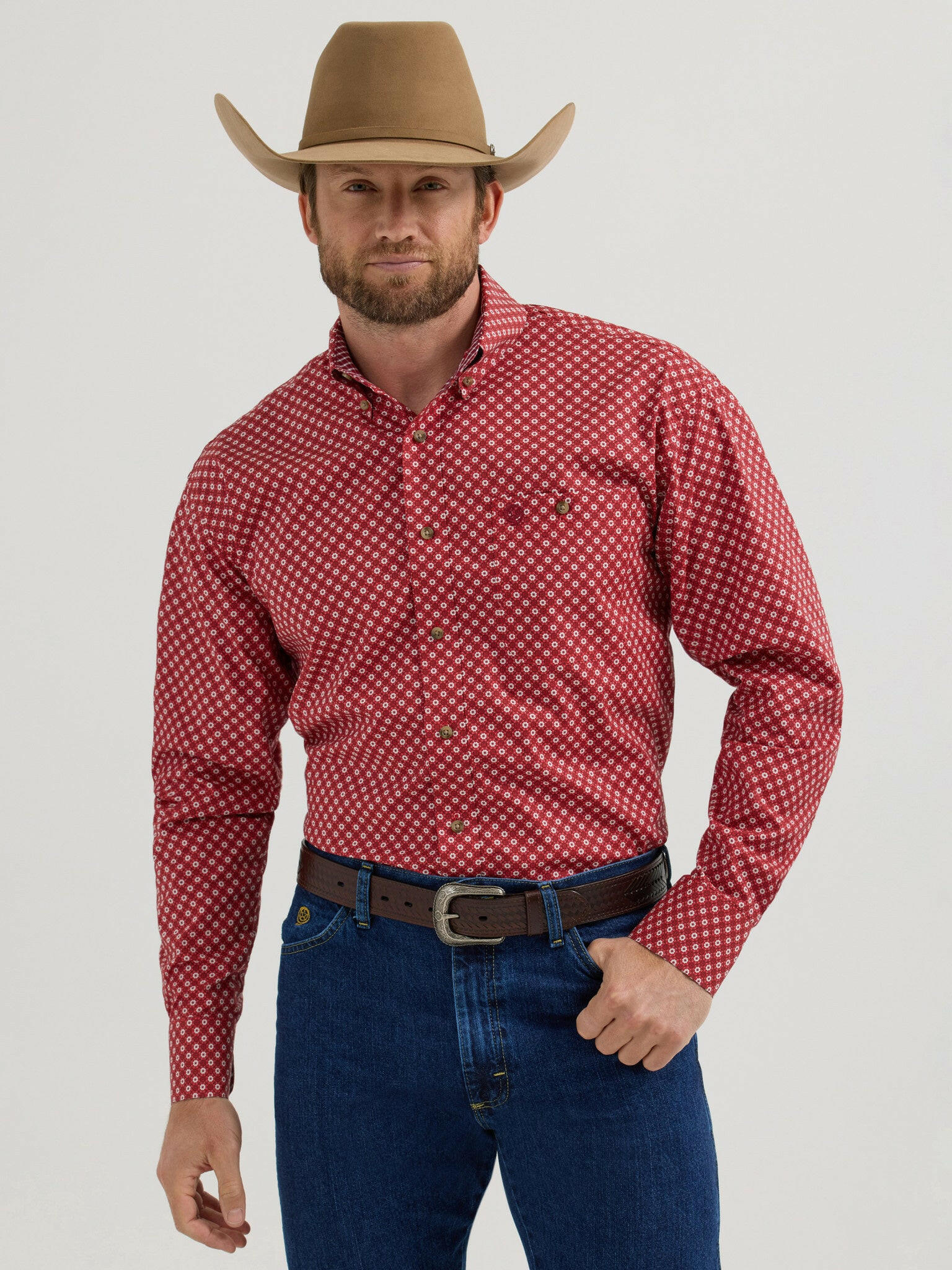 george strait dress shirts Wrangler George Strait Red Circle Print Shirt