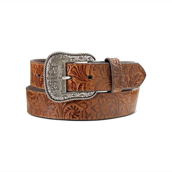 Ariat Women's Brown Floral Embossed Belt A1568702 | Corral Western