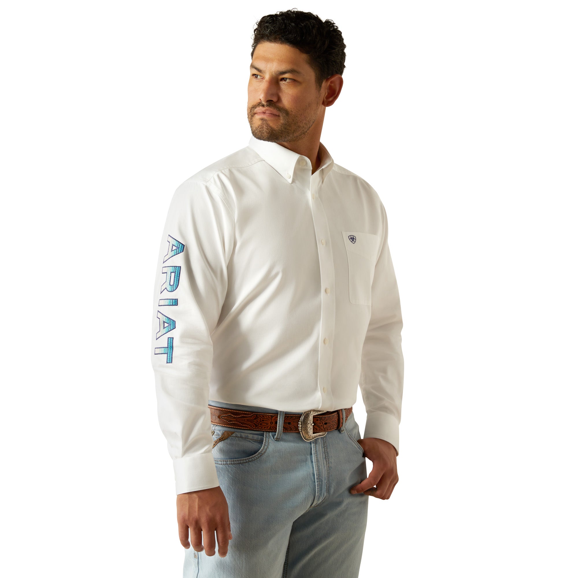 Ariat Men - Team Logo Twill Classic Fit Shirt (White) 10046825 XL