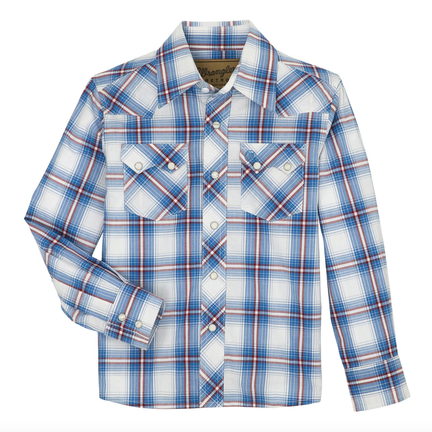 Wrangler Retro Boys Plaid Long Sleeve Snap Shirt Wrangler Retro Boys Plaid Long Sleeve Snap Shirt