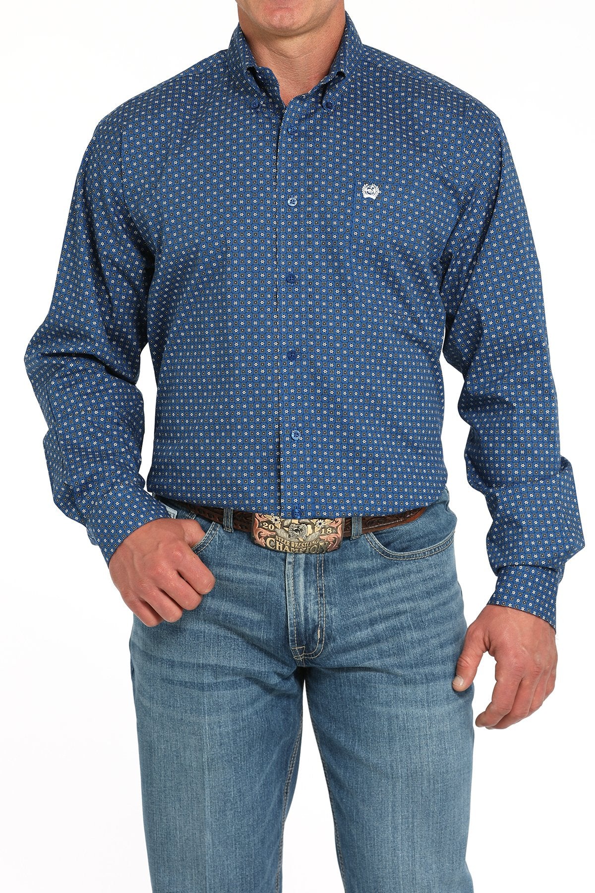 Cinch Men's Geometric Print Button Down Shirt MTW1105926 C3