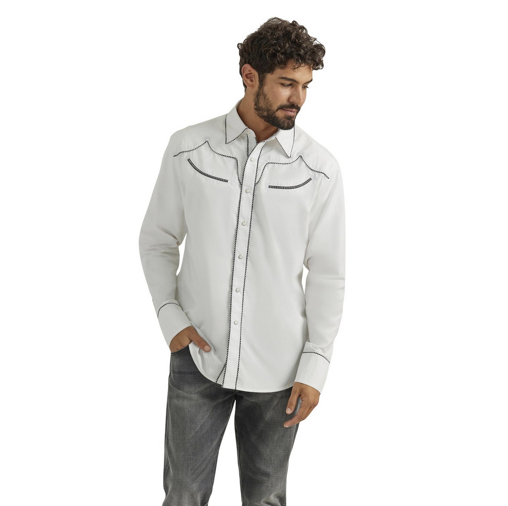 wrangler western dress shirts S Men's Wrangler Vintage-Inspired Brushpopper Western Snap Work Shirt  112375714 main image 0
