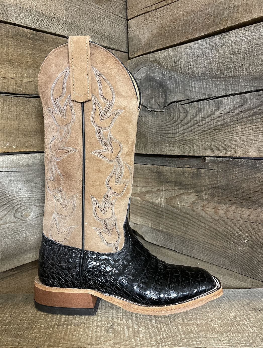 Anderson Bean Women's Black Caiman Boot.