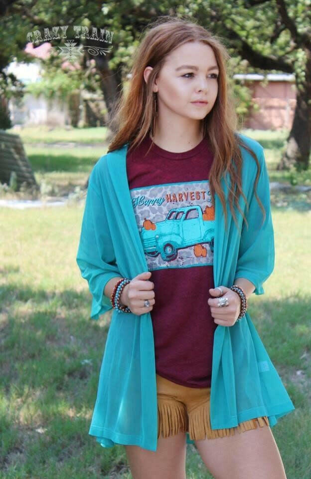 Women's Teal Kickoff Short Kimono.