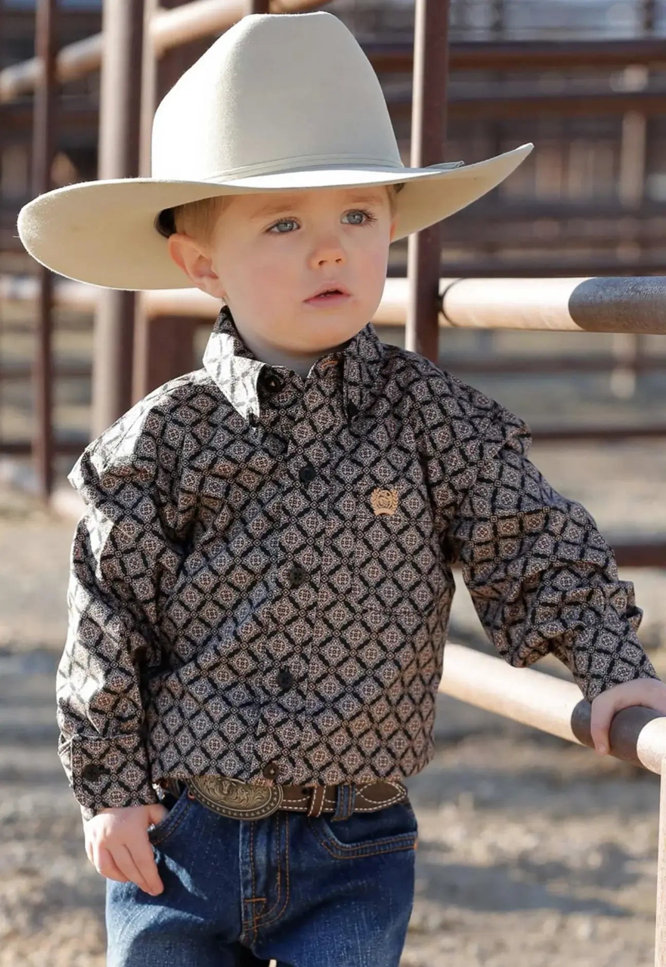 Cinch Infant Boy's Medallion Print Button Down Shirt.