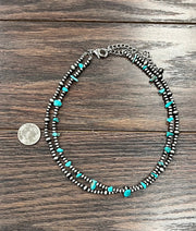Isac 16" Handmade Navajo Pearl and Turquoise Necklace 736980