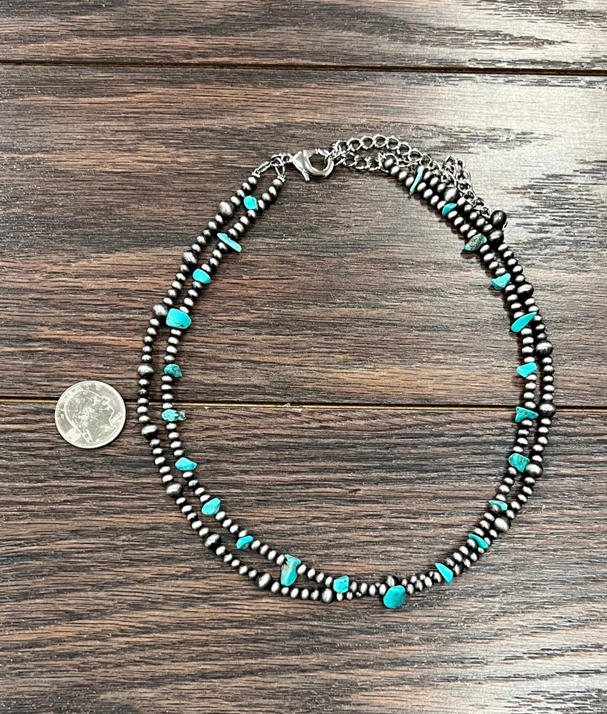 Isac 16" Handmade Navajo Pearl and Turquoise Necklace 736980