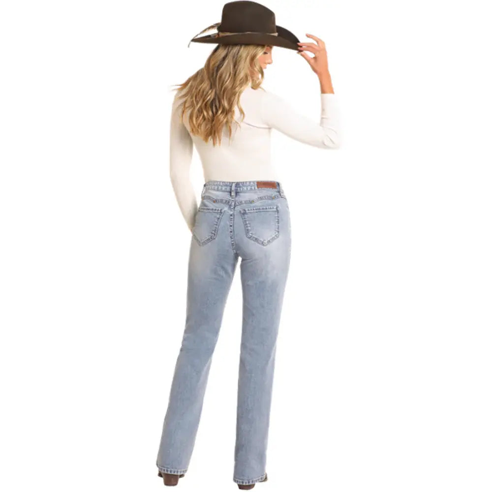Rock & Roll Cowgirl Scalloped High Rise Bootcut Jean.