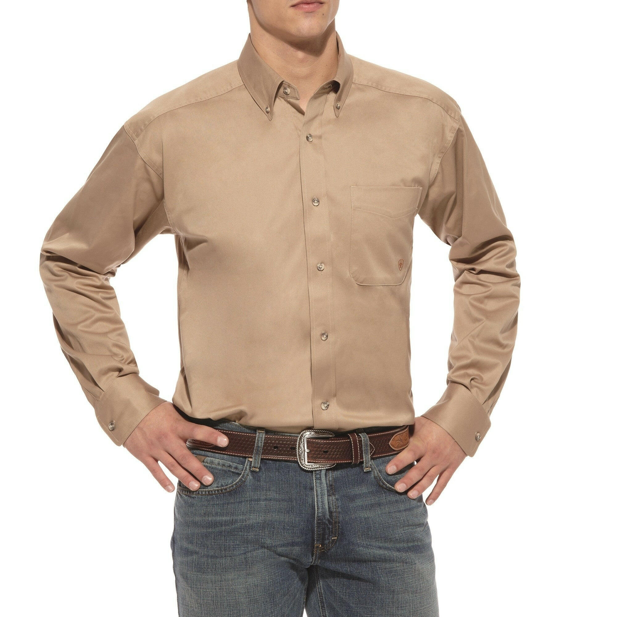 Ariat Men's Solid Twill Classic Fit Button Down Shirt.