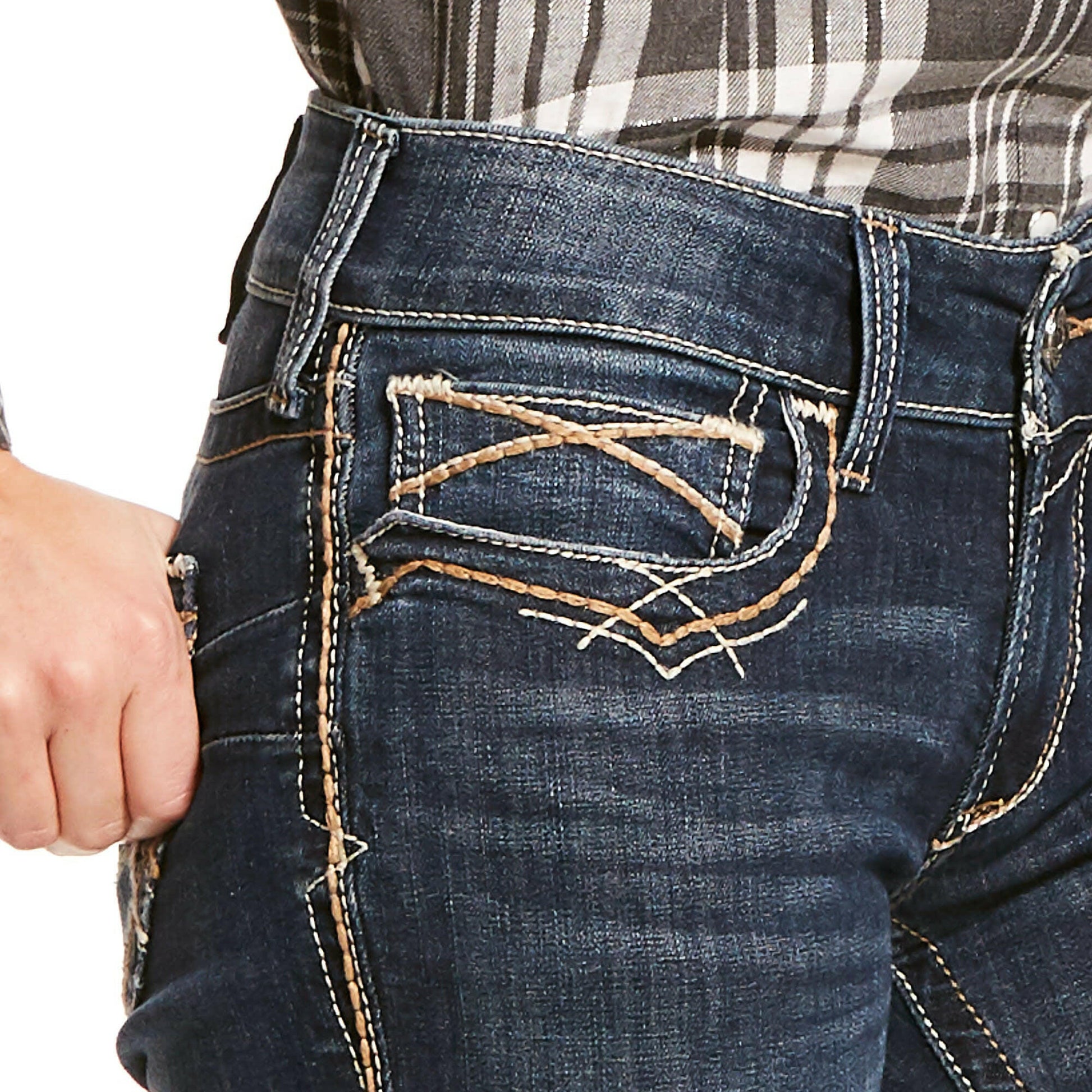 Ariat Ladies R.E.A.L. Mid-Rise Stretch Entwined Festival Boot Cut Jean.