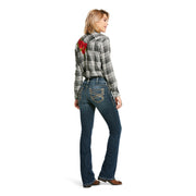 Ariat Ladies R.E.A.L. Mid-Rise Stretch Entwined Festival Boot Cut Jean.