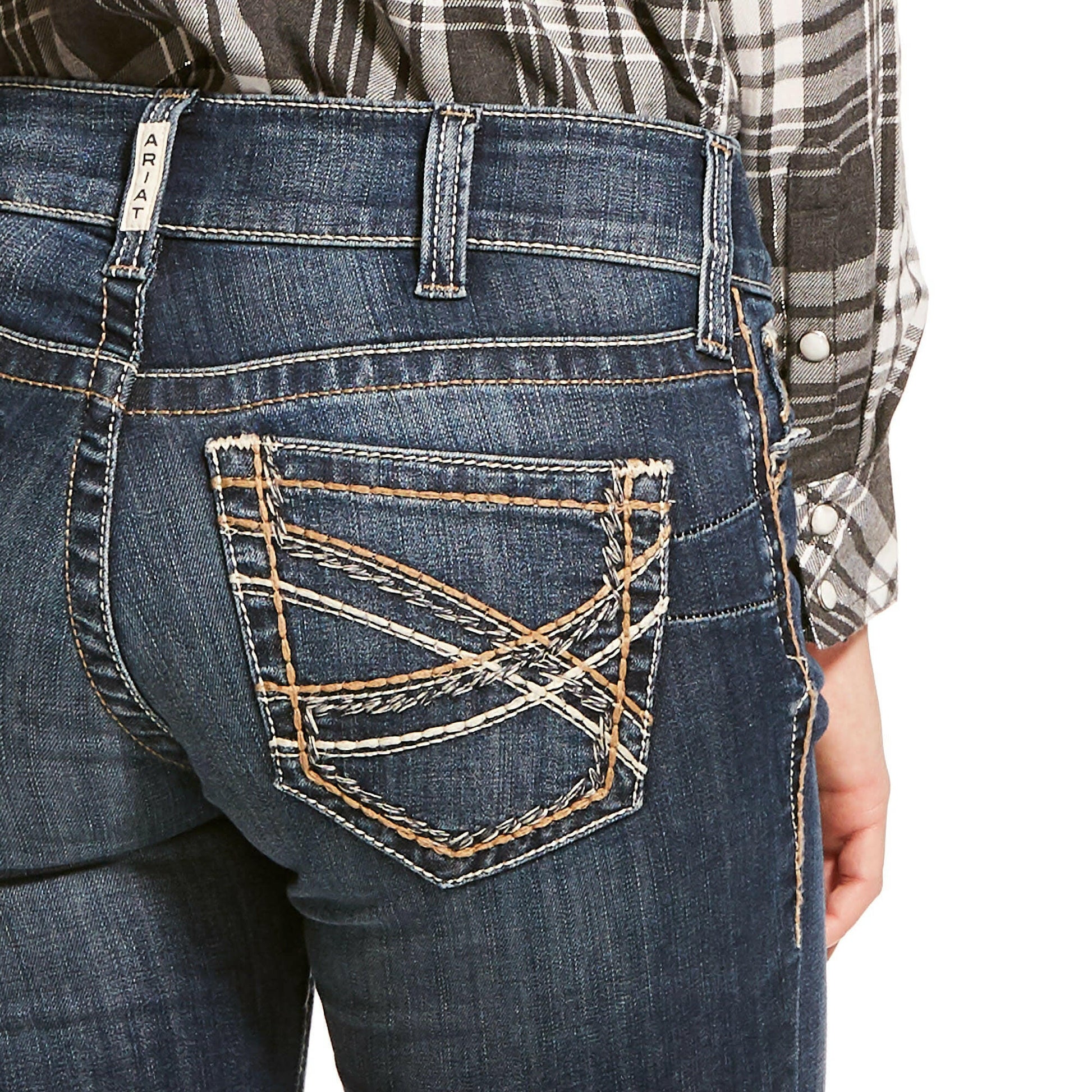 Ariat Ladies R.E.A.L. Mid-Rise Stretch Entwined Festival Boot Cut Jean.