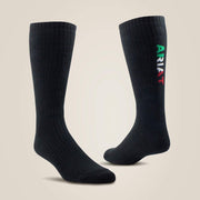 Ariat Men's 3-Pack Premium Ringspun Cotton Mid Calf Mexico Work Socks AR2294 C5