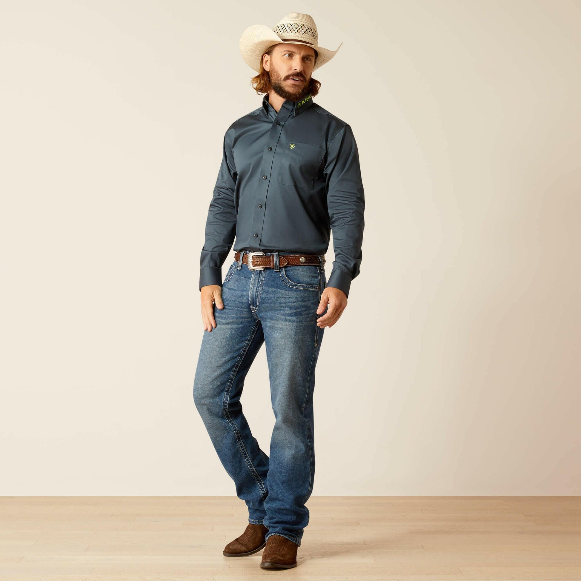 Ariat Men's Team Logo Twill Fitted Button Down Shirt.