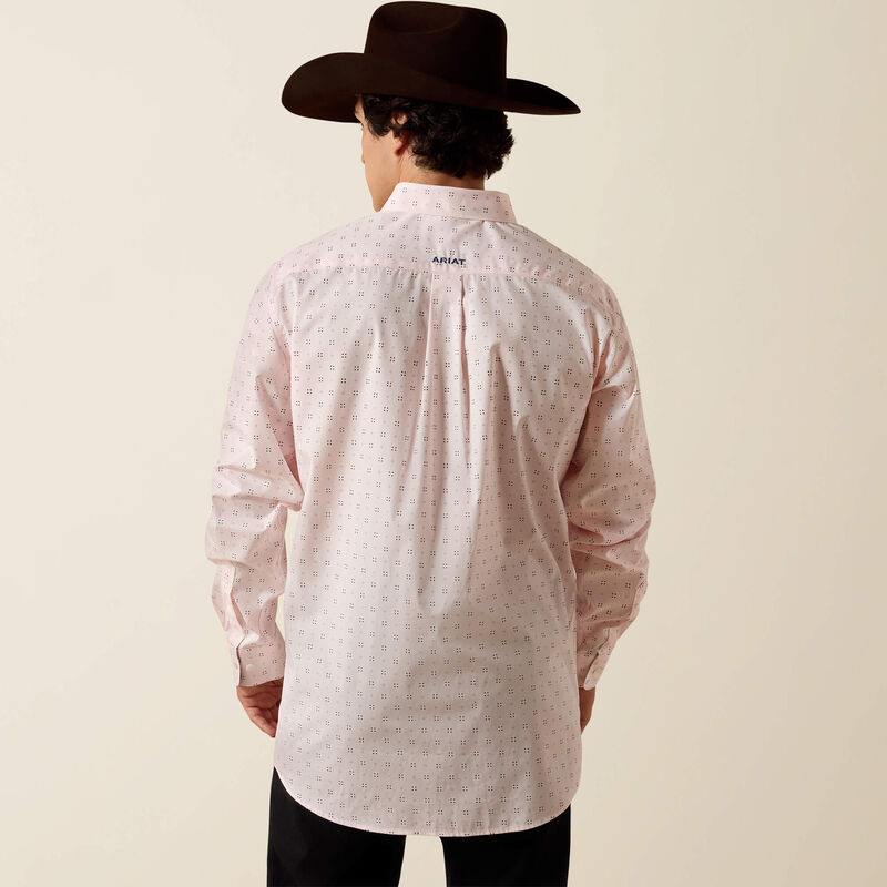 Ariat Men's Barely Pink Geo Print Wrinkle Free Wally Fitted Button Down Shirt 10073690