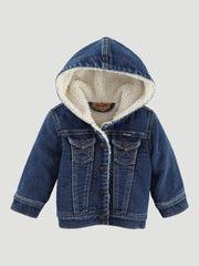 Wrangler Toddler Girl's Sherpa Lined Hooded Denim Jacket.