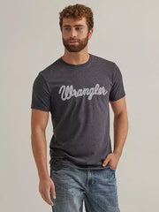 Wrangler Men's Caviar Heather Rope Logo Tee 2344108