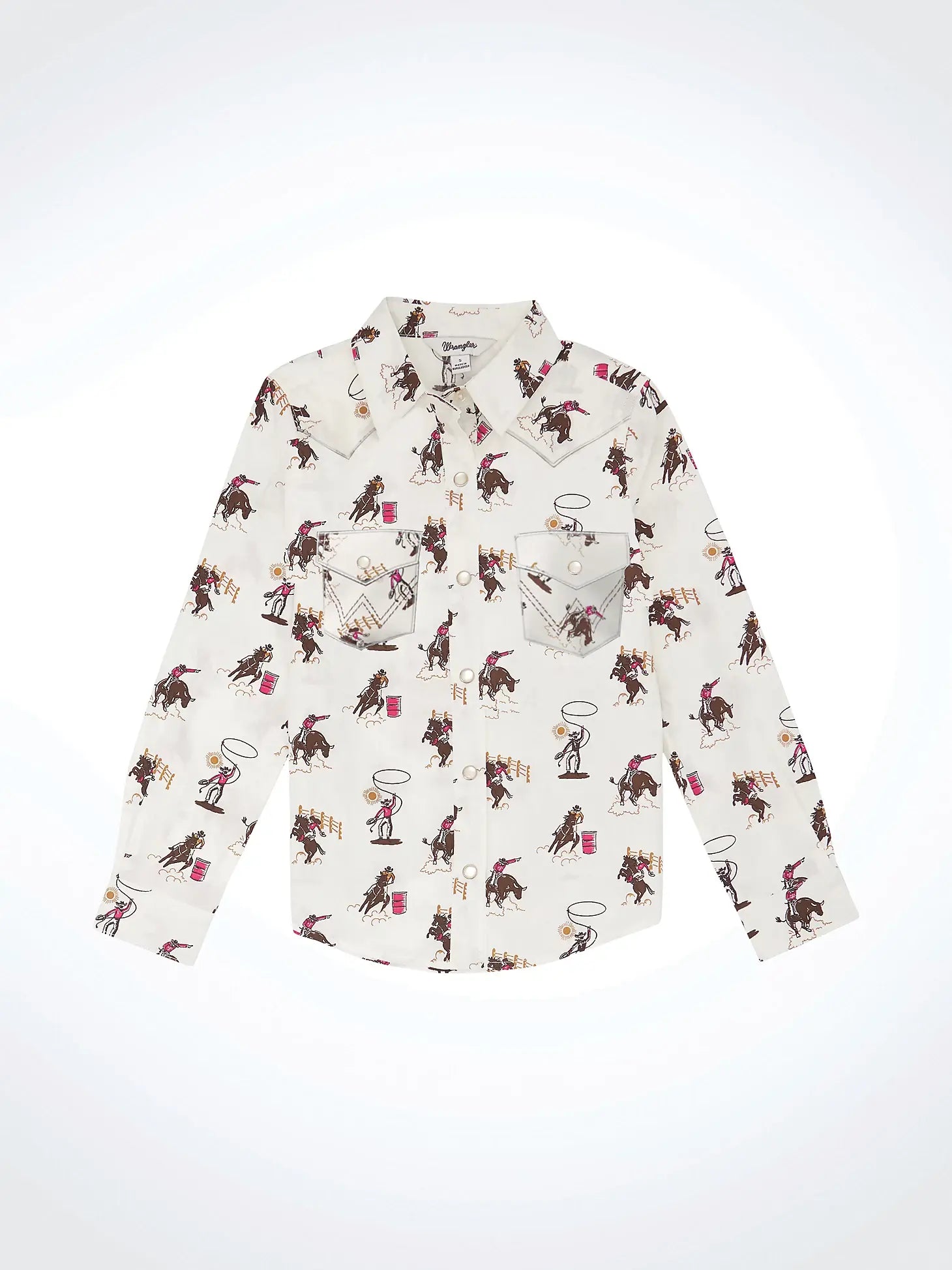 Wrangler Girl's Bold Print Snap Front Shirt.