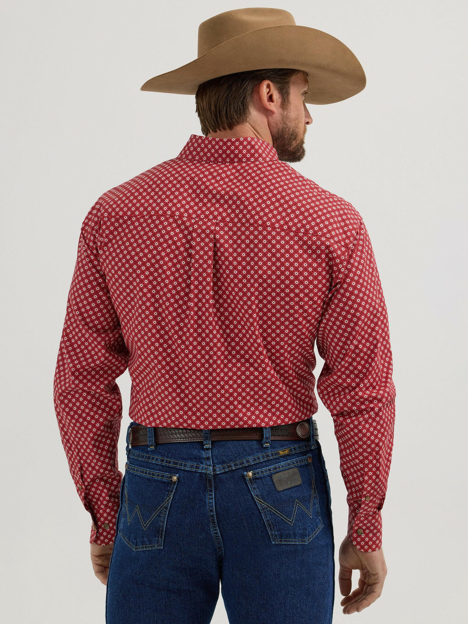 Wrangler Men's George Strait Geometric Print Button Down Shirt.