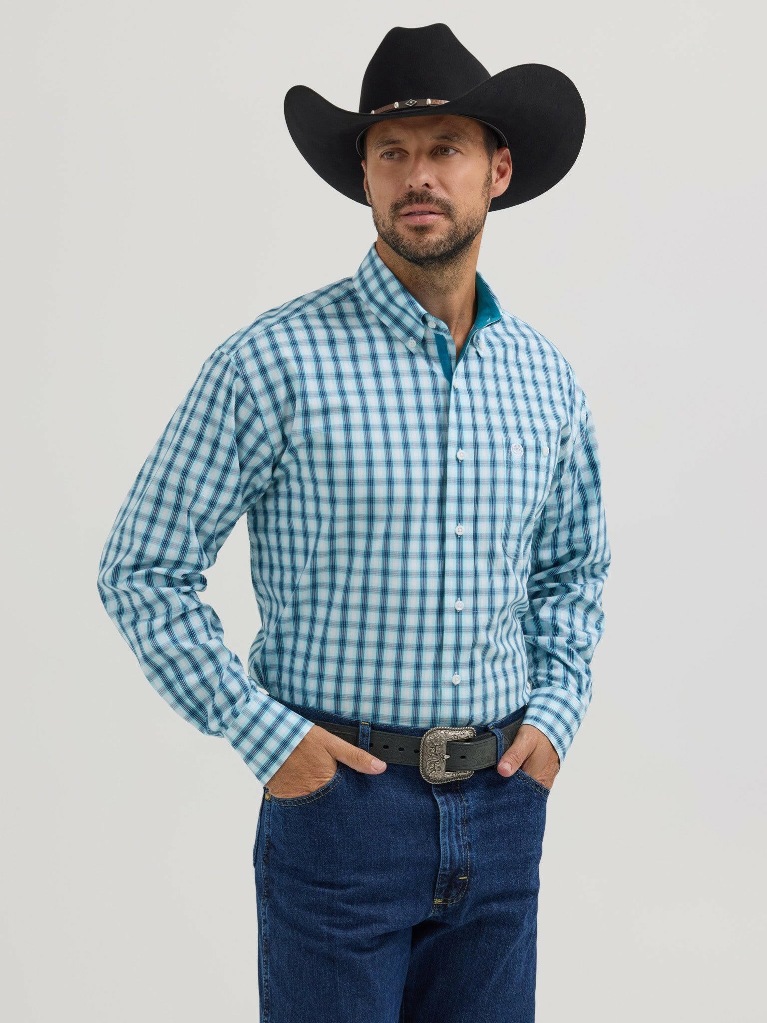 Wrangler Men's George Strait Plaid Button Down.