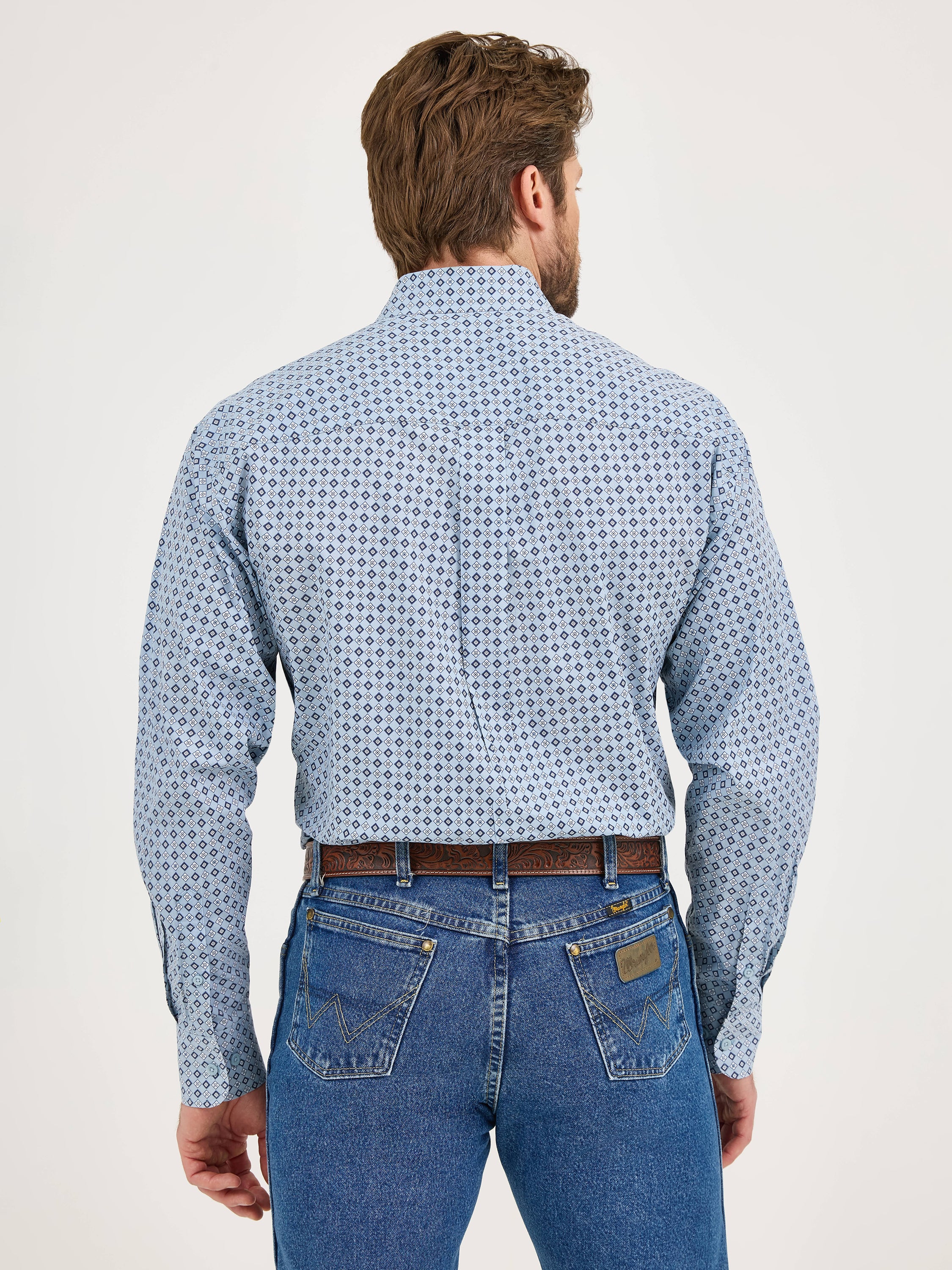 Wrangler Men's George Strait Blue Long Sleeve Shirt 112359968