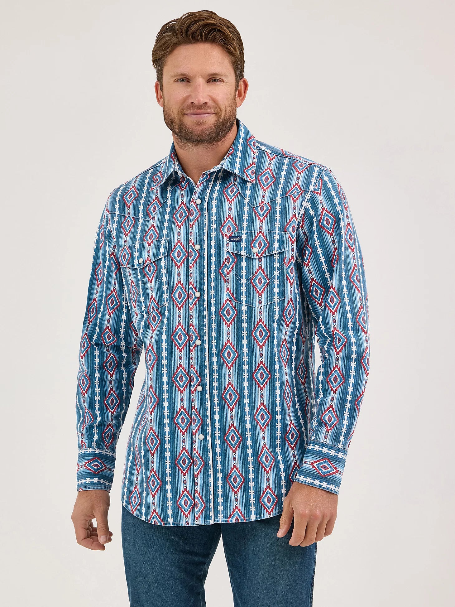 Wrangler Men's Americana Blue Checotah Snap Front Shirt 2368193