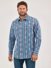 Wrangler Men's Americana Blue Checotah Snap Front Shirt 2368193