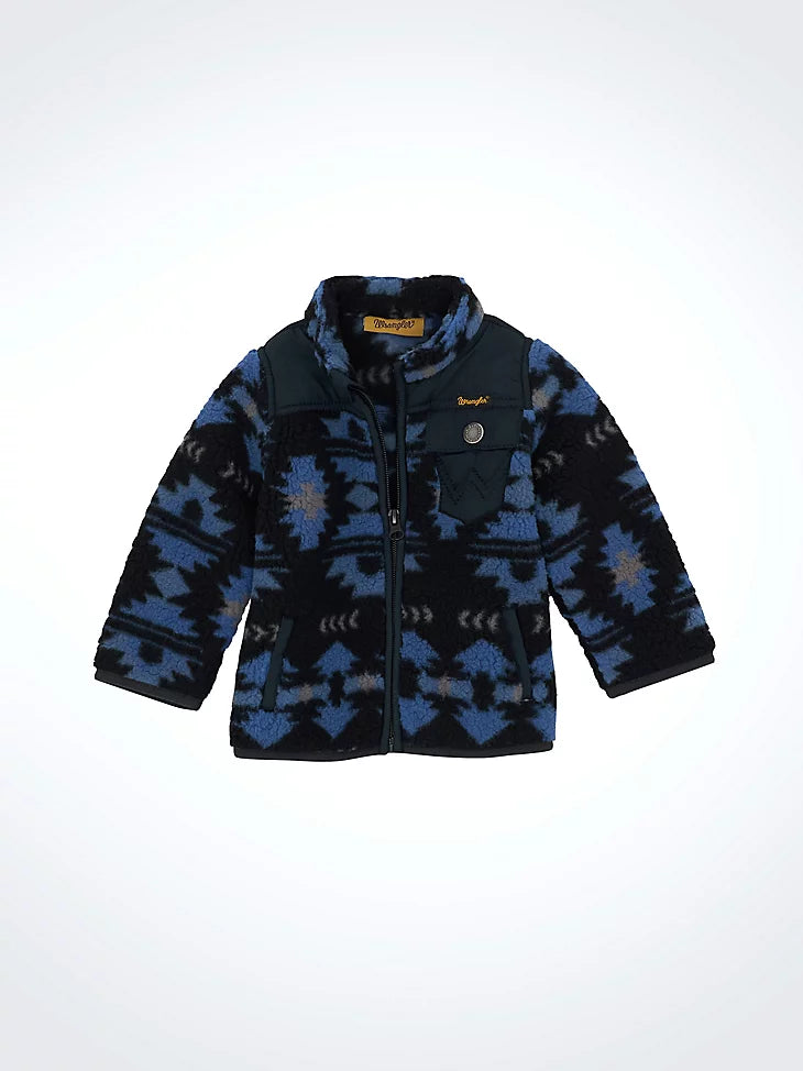 Wrangler Infant/Toddler Boy's Federal Blue Zip Front Lightweight Ripstop Sherpa Jacket 2368308