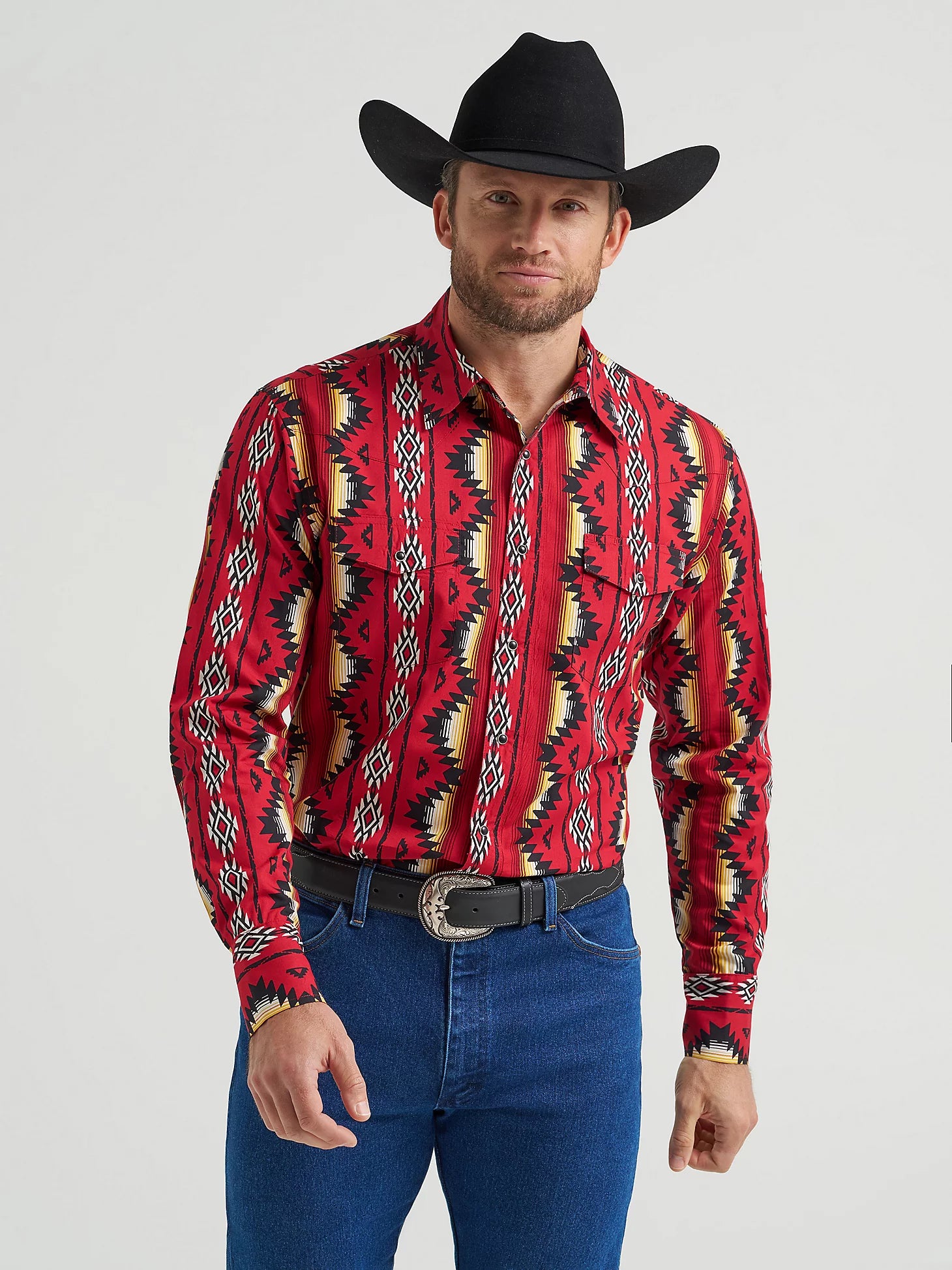 Wrangler Men's Firey Red Checotah Snap Front Shirt 2369430