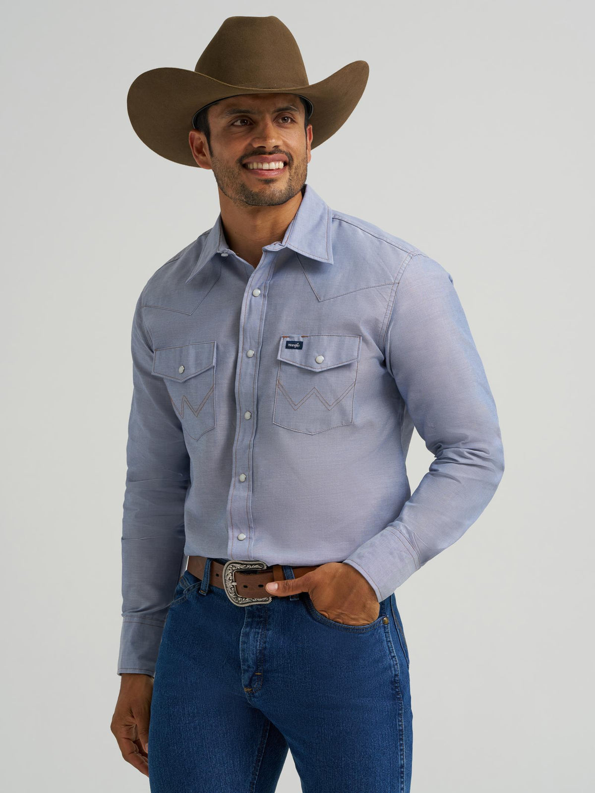 Wrangler Men's Cowboy Cut Snap Front Chambray Work Shirt 70130MW