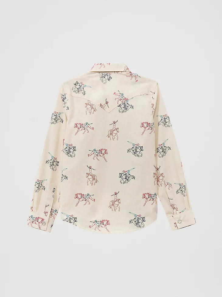 Wrangler Girl's Cowboy Print Snap Front Shirt 2371871
