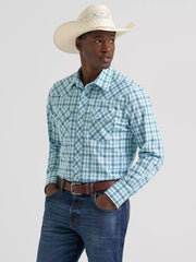 Wrangler Men's Retro Modern Fit Turquoise Shirt 2378926