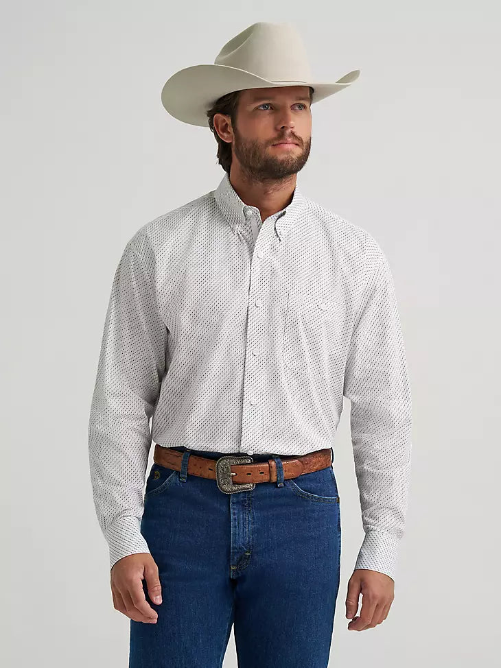 Wrangler Men's George Strait White Waves Button Down Shirt 2379057