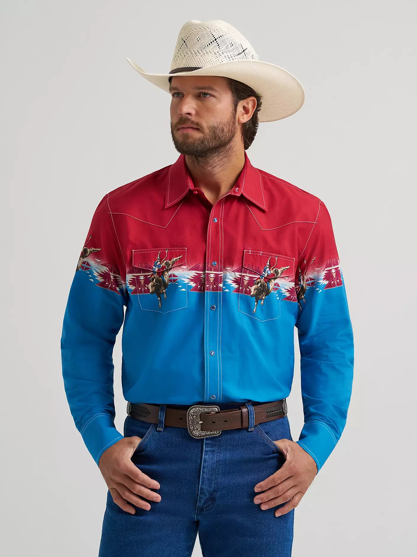 Wrangler Men's Dip Dye Checotah Snap Front Shirt 2379226