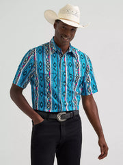 Wrangler Men's Dialed Up Blue Checotah Snap Front Shirt 2379227