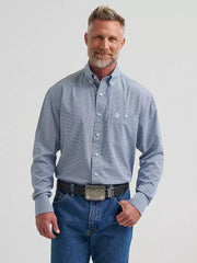 Wrangler Men's George Strait Blue Fan Performance Button Down Shirt 2381964