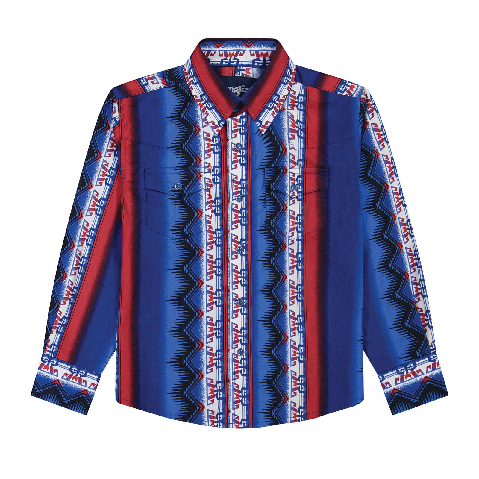 Wrangler Boy's Blue Checotah Snap Front Shirt 2381995