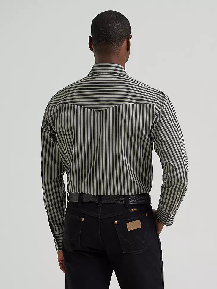 Wrangler Men's Smoky Stripes Brushpopper Snap Front Shirt 2381996