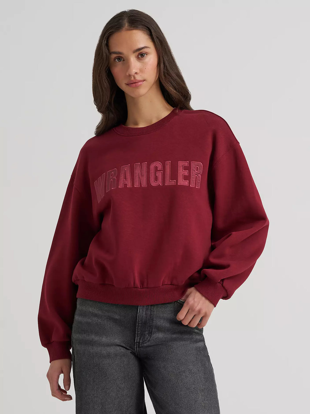 Wrangler Women's Cabernet Logo Canyon Crew Pullover 2384039