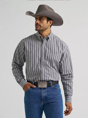 Wrangler Men's George Strait Smoky Stripe Button Down Shirt 112385355