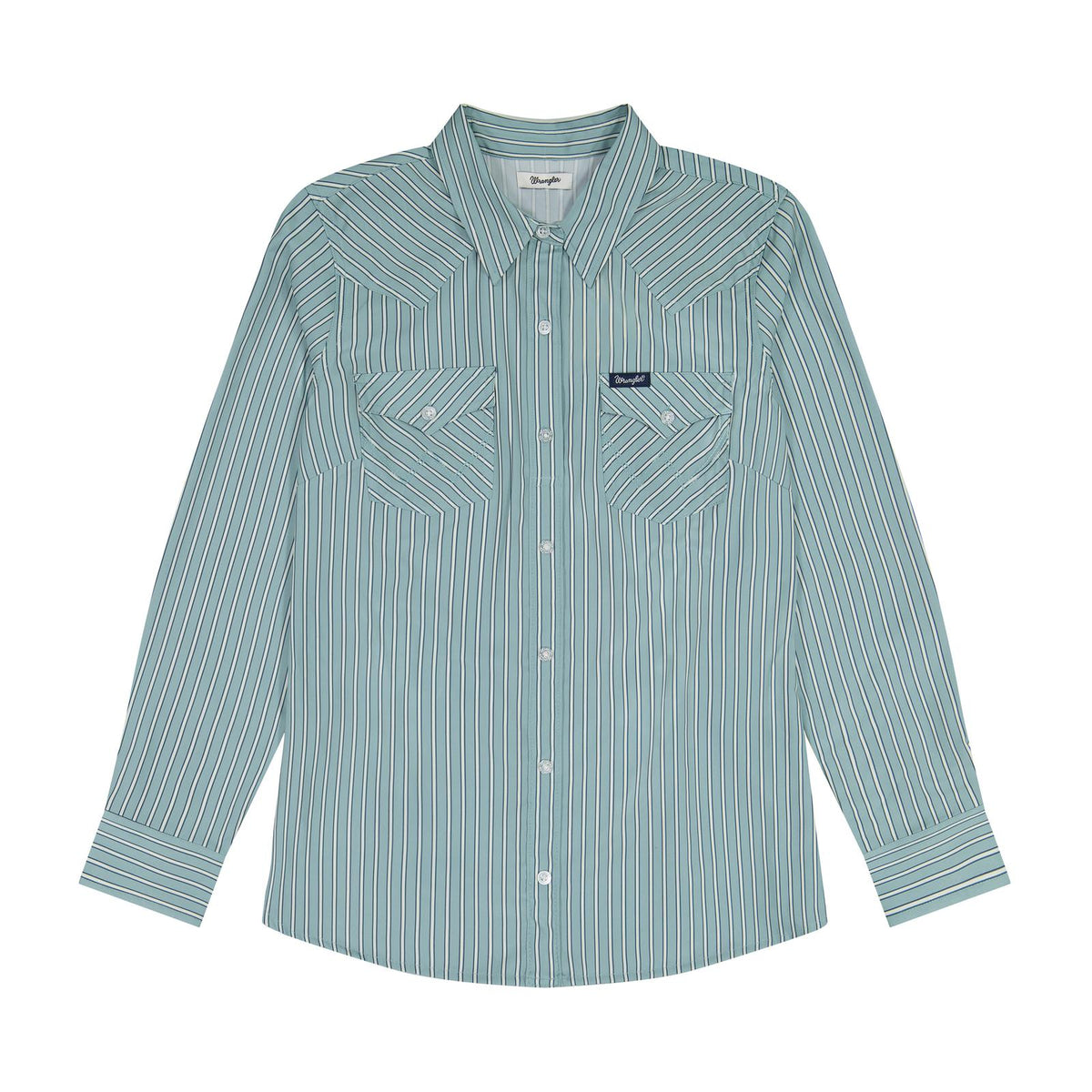 Wrangler Women's Aria Green Striped Long Sleeve Shirt 112385442