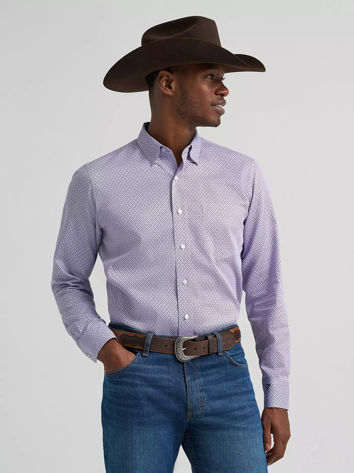 Wrangler Men's Cody Johnson Violet Token Button Down Shirt 2385472