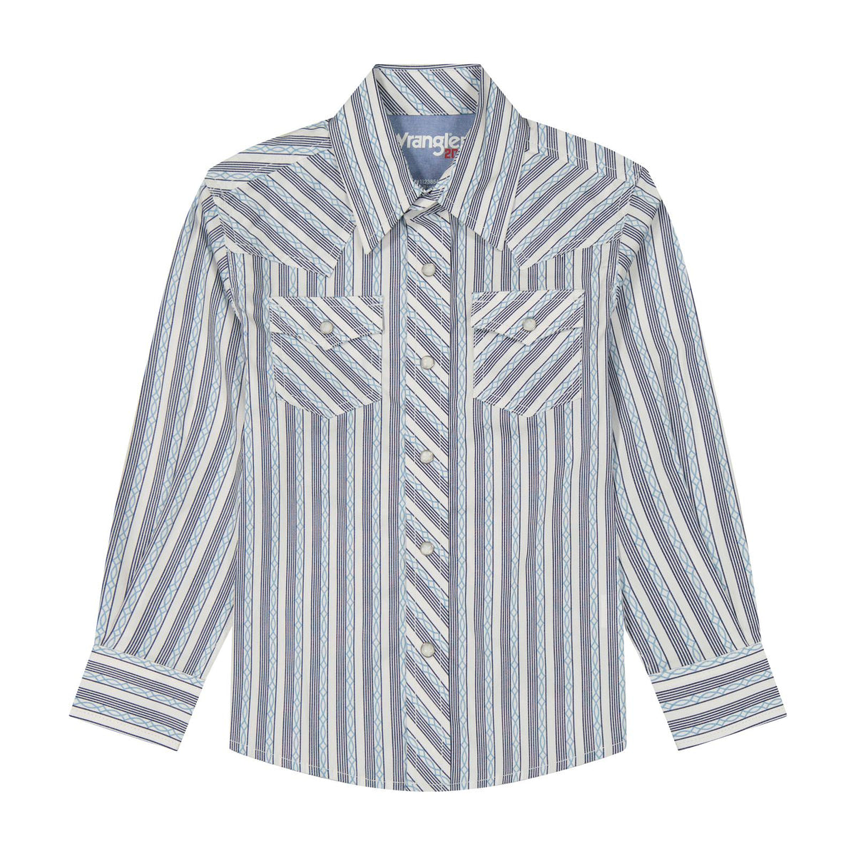 Wrangler Boy's 20X Blue Striped Long Sleeve Shirt 112385483