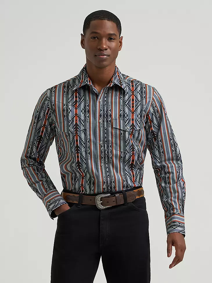 Wrangler Men's Ridge Blue Checotah Snap Front Shirt 112385915