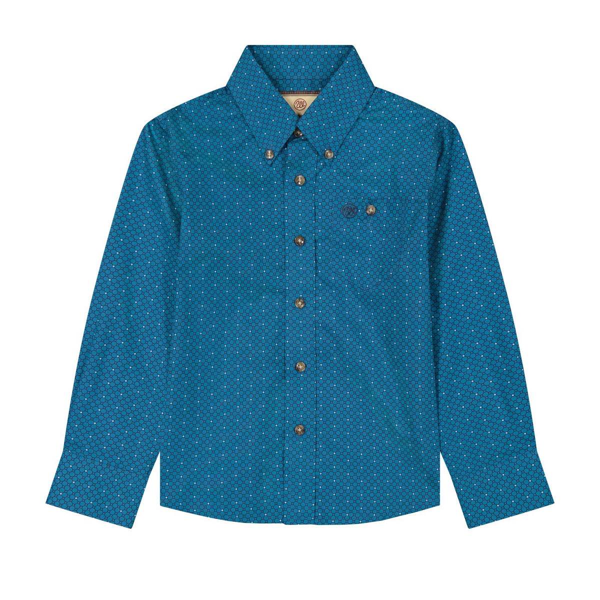 Wrangler Boy's Teal Long Sleeve Printed Shirt 112385936