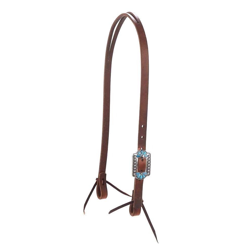 Weaver Split Ear Headstall with Turquoise Flower Buckle 10036-02-06