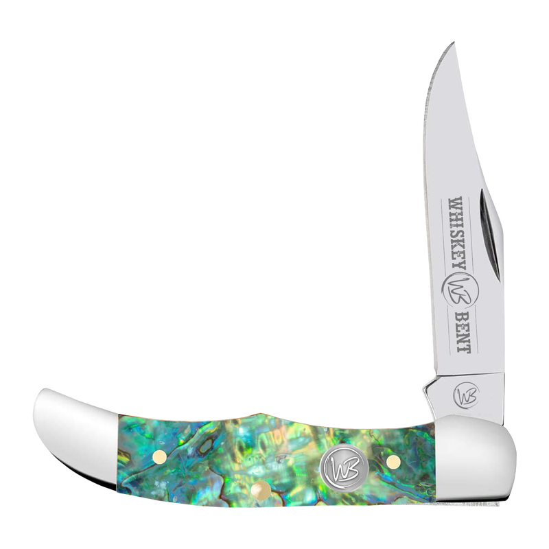 Whiskey Bent Green Abalone Mini Hunter Knife WB14-03