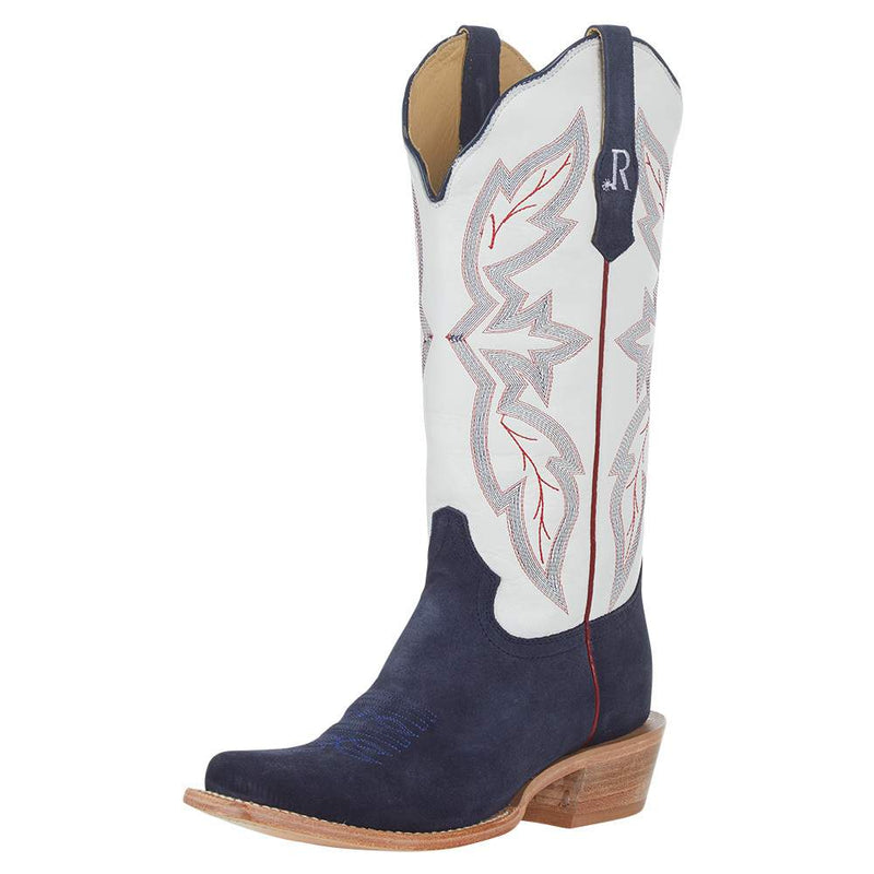 R Watson Women's Midnight Blue Roughout Western Boot RWL8402