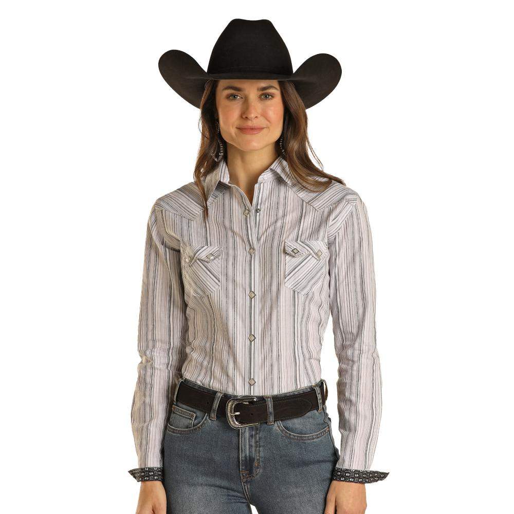 Panhandle Slim Women's Dobby Striped Long Sleeve Shirt RWN2S02832