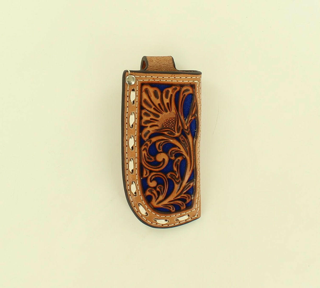 Small Tan and Blue Floral Knife Sheath.